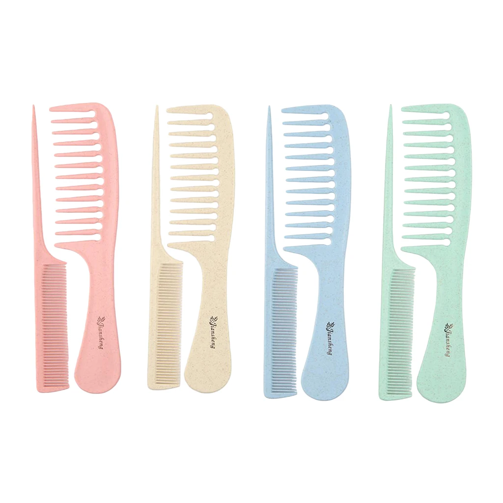 2 Pieces Eco-friendly Wheat Straw Barber Styling Detangling Fine Tooth Combs Set 2 Pieces Eco-friendly Wheat Straw Barber Styling Detangling Fine Tooth Combs Set