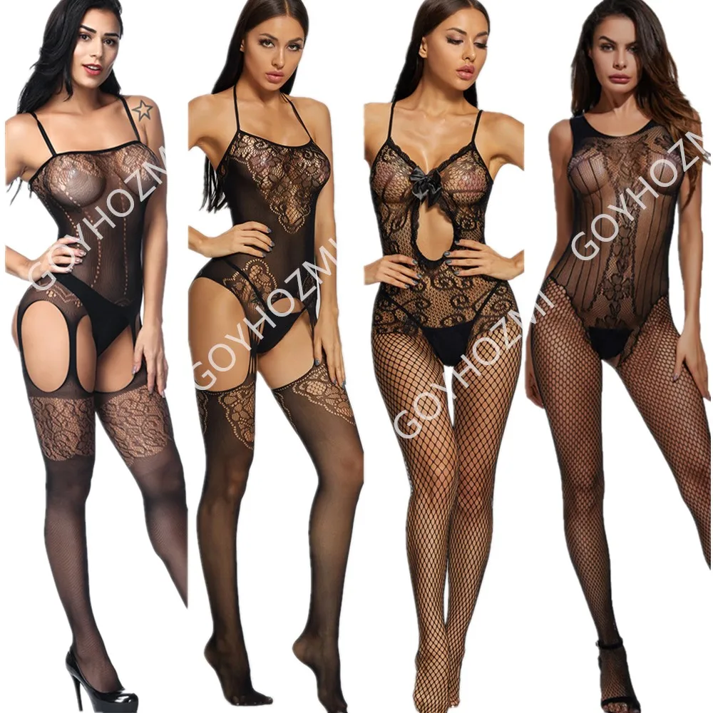 Sexy Lingerie Teddies Bodysuits Costumes Hot Erotic Lingerie Open Crotch Elasticity Mesh Body Stockings Tight Porn Sex Underwear
