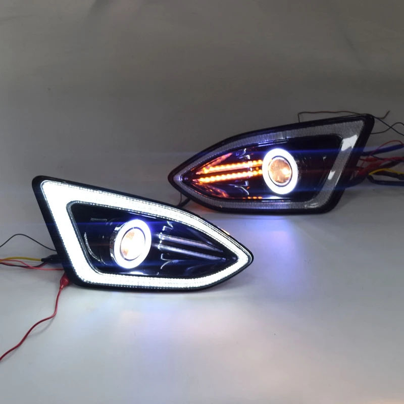 СВЕТОДИОДНЫЙ DRL Дневной ходовой светильник противотуманная фара с COB Angel Eye 12V автомобильный ходовой светильник s для Ford Edge