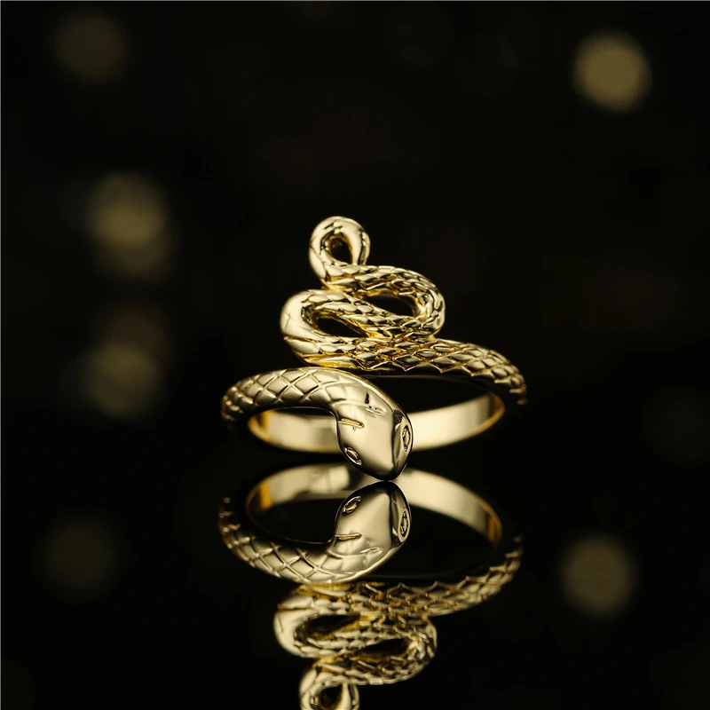 anillo de serpiente joyas regalo para mujeres y hombres anillo de fiesta anillo gótico abierto Crazy-M 6 anillos de serpiente ajustables de acero negro vintage punk 