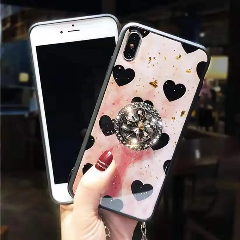 Чехол для huawei Y5 Pro Y6 Y7 Prime Y9 P30 P10 P20 плюс P8 P9 Lite Nova 3E блеск Мрамор чехлы - Цвет: heixin in holder
