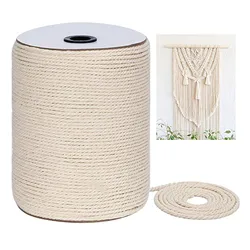 Corde en coton torsadé pour macramé, 3mm, 100m, 300m, corde polyvalente créative, pour bricolage, artisanat mural 
