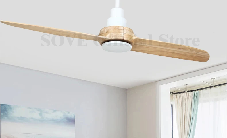 SOVE 52 дюймов современные деревянные потолочный вентилятор без светильник древесины потолочные вентиляторы с дистанционным управлением nordic декоративный потолочный вентилятор 220v