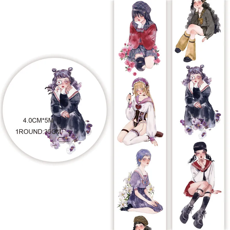 4cm*5m Goth girl Vintage decoration washi Tape DIY Diary scrapbooking masking tape With release paper