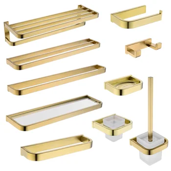 

Bathroom Accessories Collection Towel Bar Hanger Glass Shelf Towel Ring Glass Cup Dish Paper Holders Gold Bronze Wall Mounted