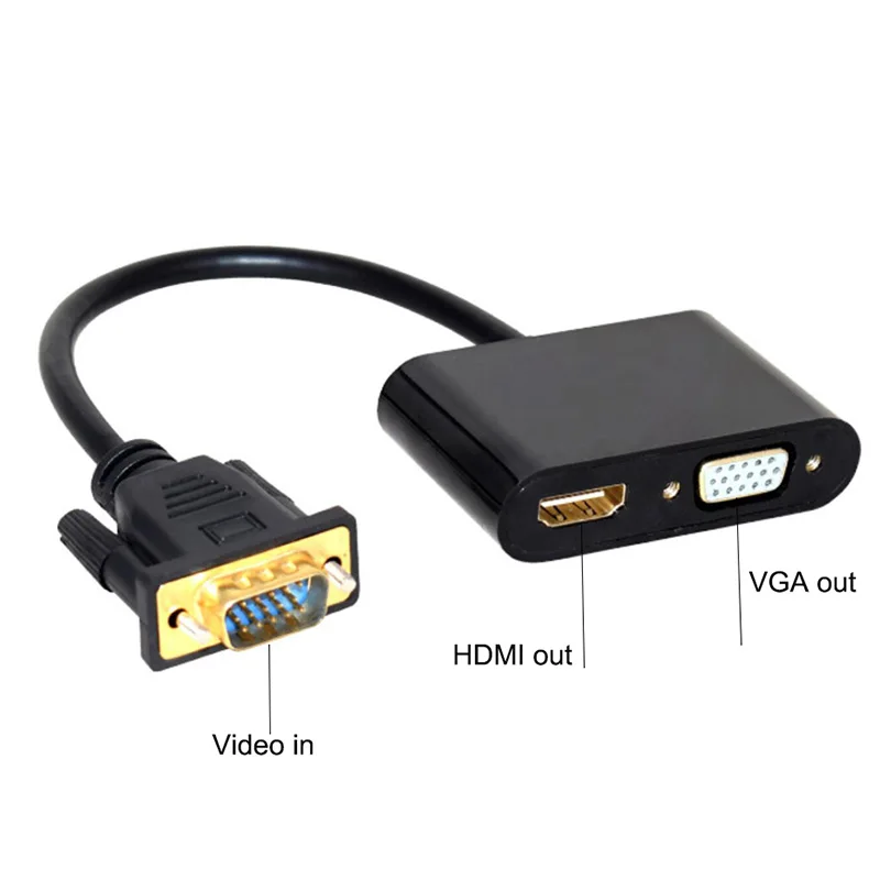 VGA к HDMI VGA адаптер конвертер сплиттер аудио+ преобразователь из VGA в HDMI сплиттер для портативных ПК к HDTV HD мониторов