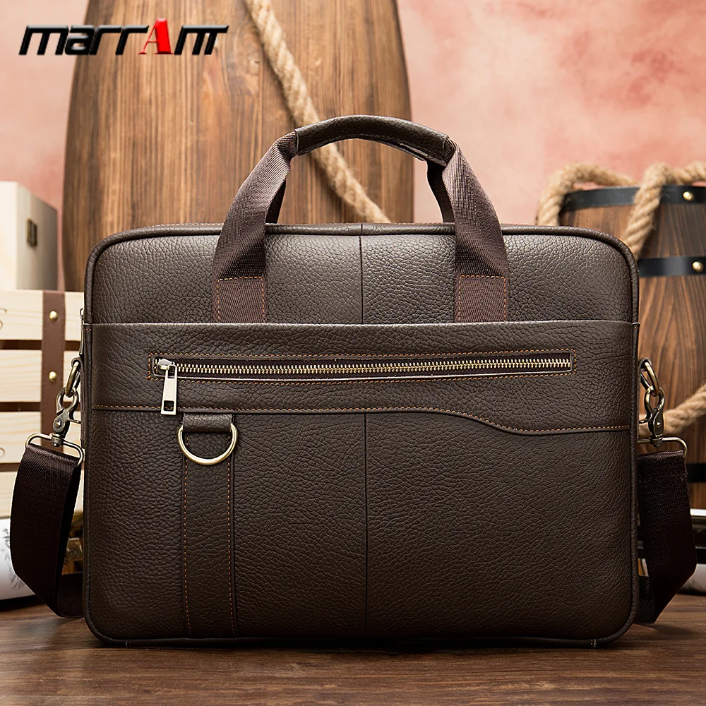 

Men's casual hand-held briefcase litchi pattern soft leather 4-inch horizontal briefcase