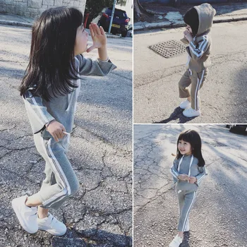 

Children's casual suit set girl card sports suit children long sleeve + pants two-piece cotton fashion suit casual suit