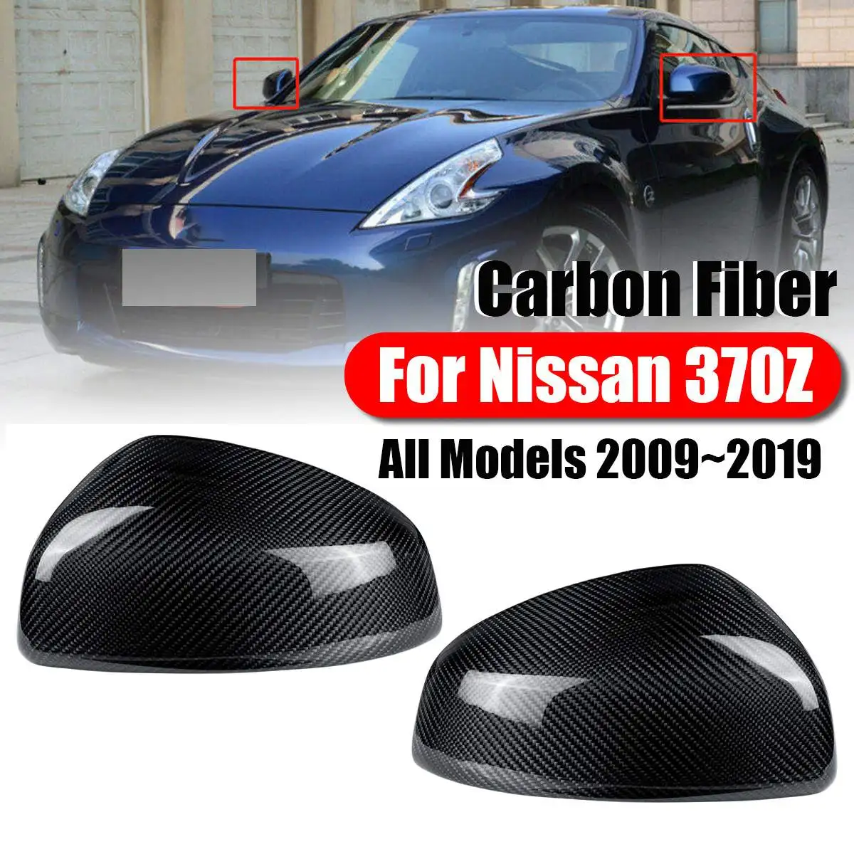 

2Pcs Auto Car Rear View Side Mirror Cover Trim Replacement For NISSAN 370Z Z34 2009-2019 Carbon Fiber Style