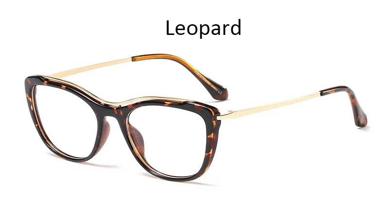 Leopard Сексуальные квадратные очки, прозрачные линзы для женщин,, модная прозрачная Металлическая оправа, очки, оправа для компьютера, очки, Брендовые очки - Цвет оправы: Leopard