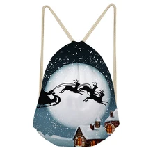 Thikin классический узор лося мешок на завязках сумка для девочек рюкзак для путешествий малыша Softback леди пляж Mochila Рождественский подарок