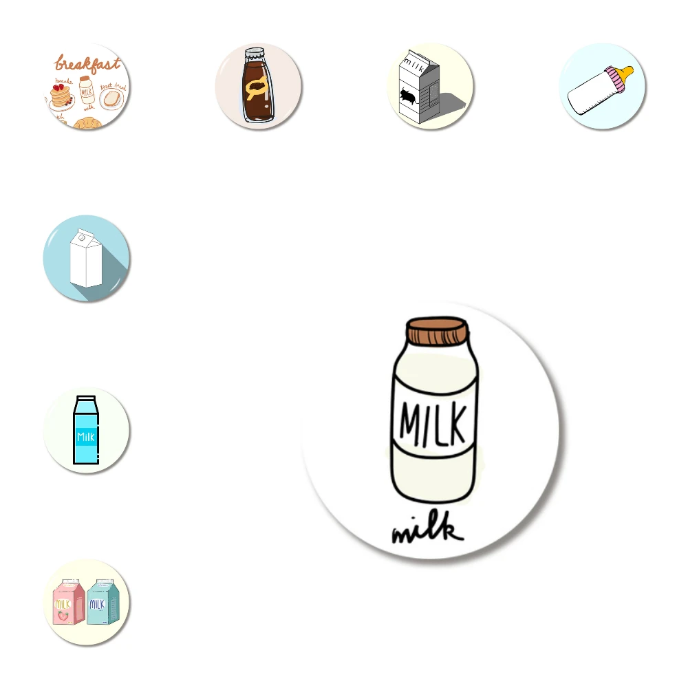 Lychee 3D Glass Milk Magnet Round Shape Refrigerator Magnets Travel Souvenirs Home Kitchen Decoration