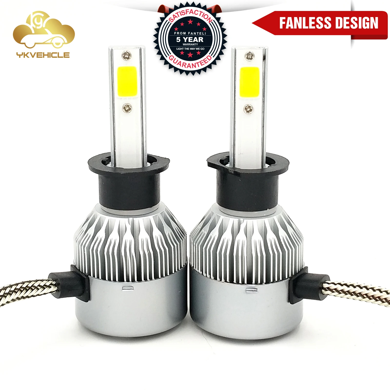 

YKVEHICLE C6 led Front headlights fog lamps H1 H7 6000K 12V Car Lights Bulb Super bright Waterproof and dustproof