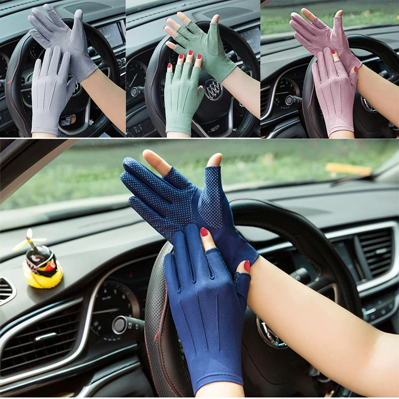 

Bicycle Touch Screen Gloves Summer Ice Silk Sun Protection Gloves Fishing Non-slip Half-finger Gloves Ladies Gloves