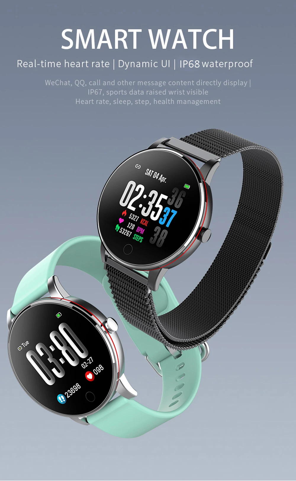 Y9 Смарт-часы для мужчин динамический UI тонкий металлический корпус IP68 водонепроницаемый монитор сердечного ритма кровяное давление Smartwatch для женщин для ОС Android