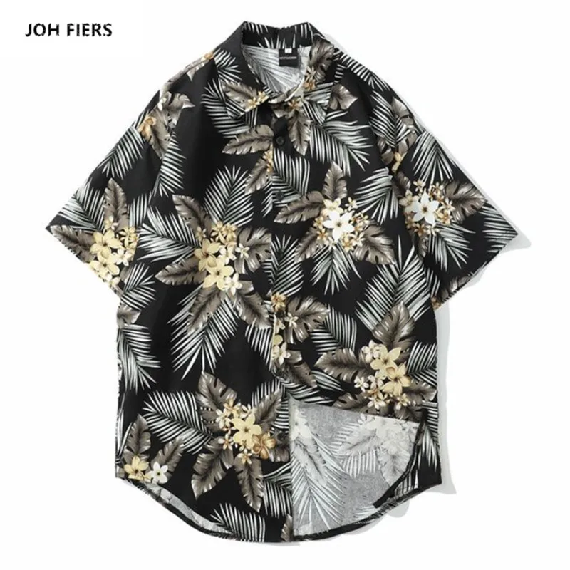 

Shirts 2019 Short Sleeve Summer Beach Printed Hawaiian Shirts Men Flower Streetwear Hip Hop Harajuku Casual Tee Shirts Homme 573