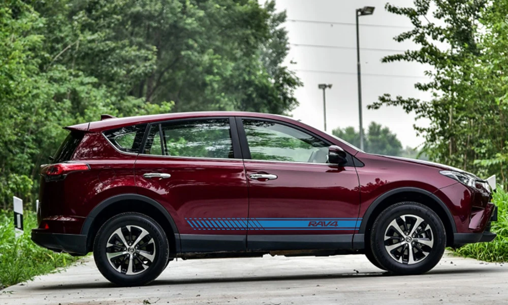 2 шт. наклейки для автомобиля с боковыми полосками для Toyota RAV4 Авто Виниловая пленка наклейки DIY Украшение для стайлинга автомобиля аксессуары для тюнинга автомобиля