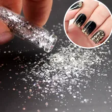 1 pièces argenté acrylique poudre Poly Gel pour vernis à ongles décorations d'art des ongles cristal Kit de manucure accessoires professionnels des ongles(China)