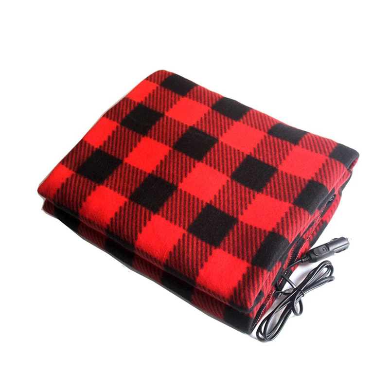 12V автомобильное одеяло с подогревом 110*150 см энергосберегающее теплое осенне-зимнее электрическое одеяло - Цвет: Black Red