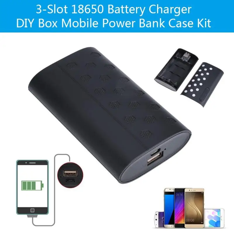 

3-Slot 18650 Li-ion Battery Charger box DIY Power Bank Aluminum Case Kit Battery Charger DIY Box for Phones Drop Shipping