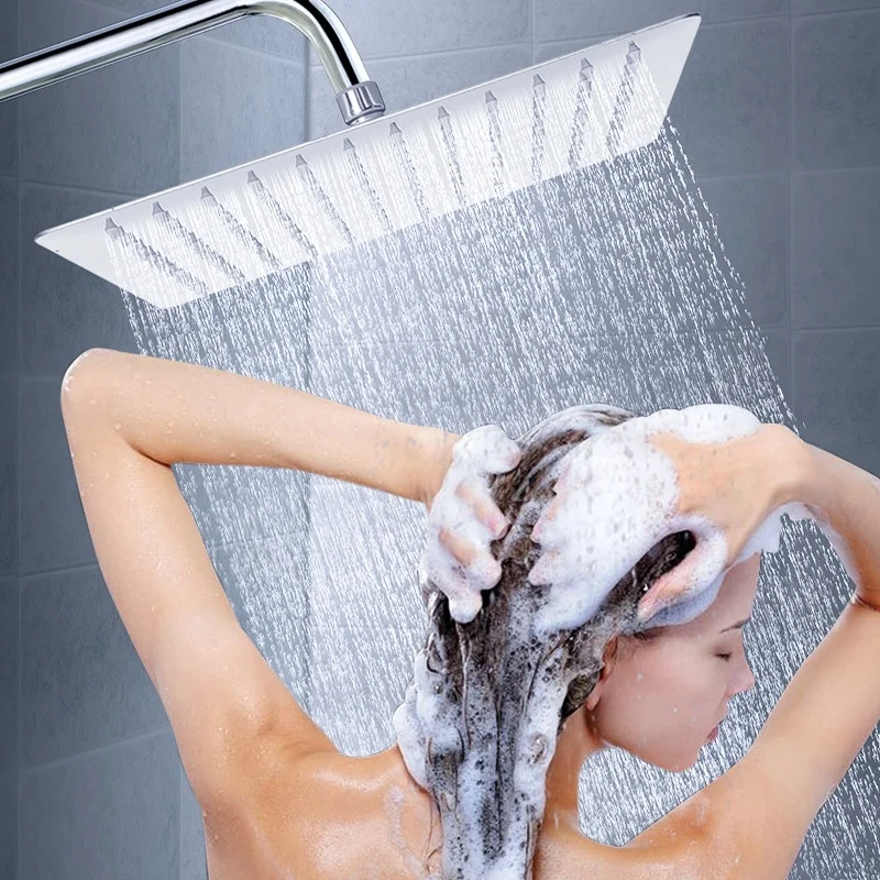 

Round Square Stainless Steel Shower Head Spray Bathroom Bath Accessories
