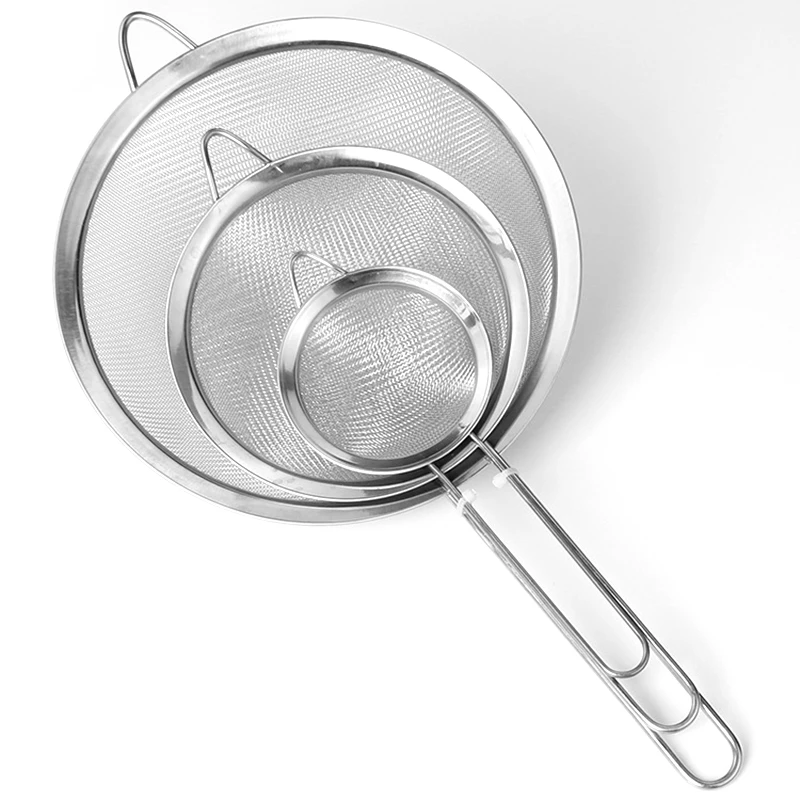 Kitchen Strainer Fine Mesh Pasta Flour Stainless Steel Colander Sifter Sieve