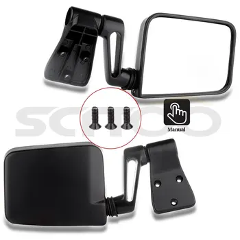 

Scitoo Black Manual Passenger Driver Side View Door Mirrors for87-02 Jeep Wrangler Pair Auto Replacement Exterior Car Parts