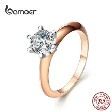 BAMOER обручальное кольцо на палец для женщин, кольца из чистого циркония с большим камнем, крупное ювелирное изделие с кристаллами, женские подарки SCR525
