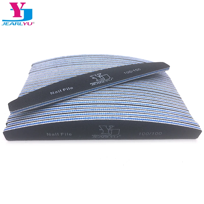 

10Pcs Professional Nail File 100/100 Buffering Block Washable Double-Side Manicure Tools Nail Sanding Bands Files Set Black Boat