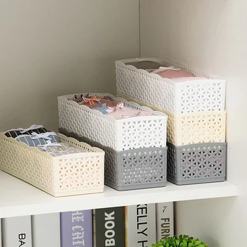 

HKML 5 Grids Wardrobe Storage Box Basket Sock Storage Box Underwear Organizer Bra Underwear Storage Box Plastic Container Organi