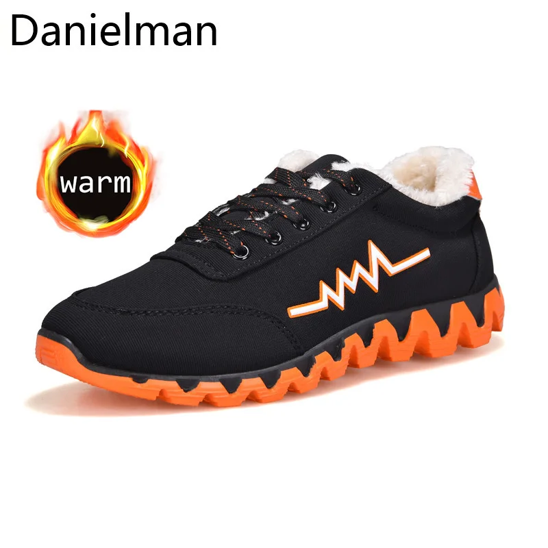 DanielMan/сезон осень-зима кожаная уличная теплая обувь с мехом плюшевая