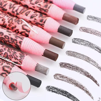 

1pcs Waterproof Henna Eyebrow Pencil Free Cutting Natural Paint Black Brown Coffee Microblading Permanent Eyebrow Leopard MakeUp