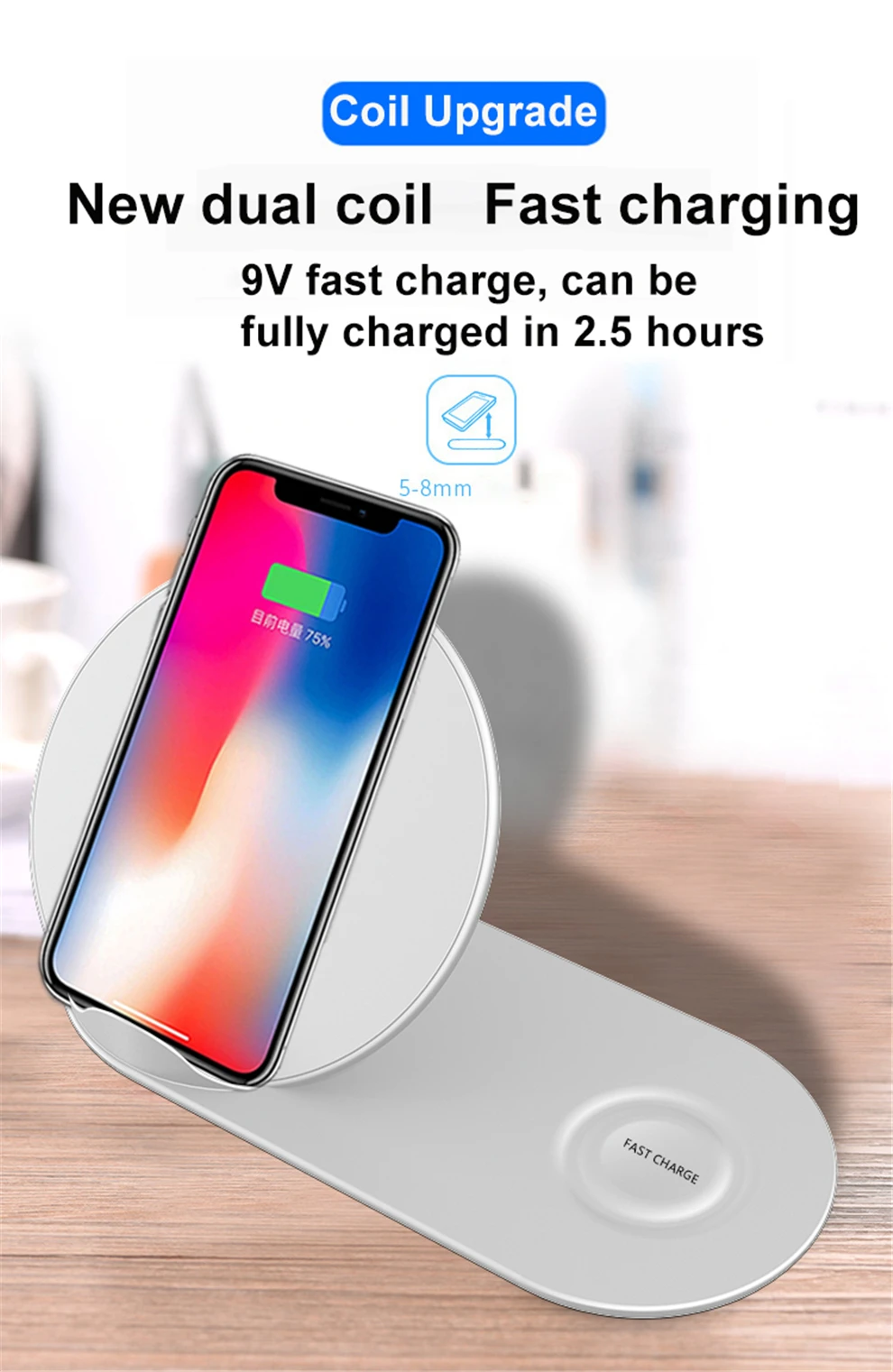 2 в 1 Qi Беспроводное зарядное устройство для iPhone iWatch для samsung Xiaomi Беспроводная зарядная док-станция для Apple Watch для samsung Galaxy Watch
