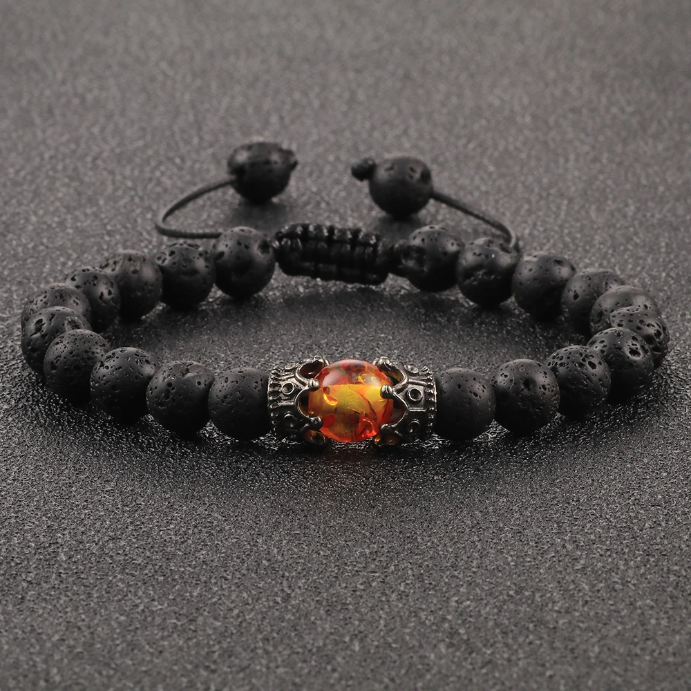 Braccialetti da uomo in pietra vulcanica naturale Reiki 7 Chakra guarigione perline braccialetto nero Lava Stretch elefante Mala Buddha braccialetti