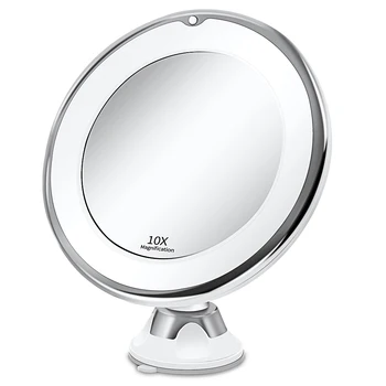 

Led Lighted Makeup Mirror Vanity Table Mirror 5X 10X Magnifier 360 Degrees Rotating Cosmetics Tools Round Makeup Mirror