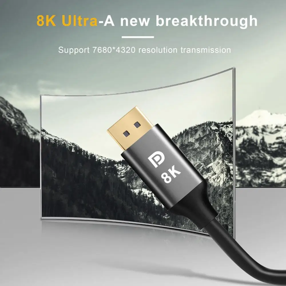 Кабель для порта дисплея 1 4 8K HDR 144 Гц 60 высокоскоростной адаптер портов видео ПК