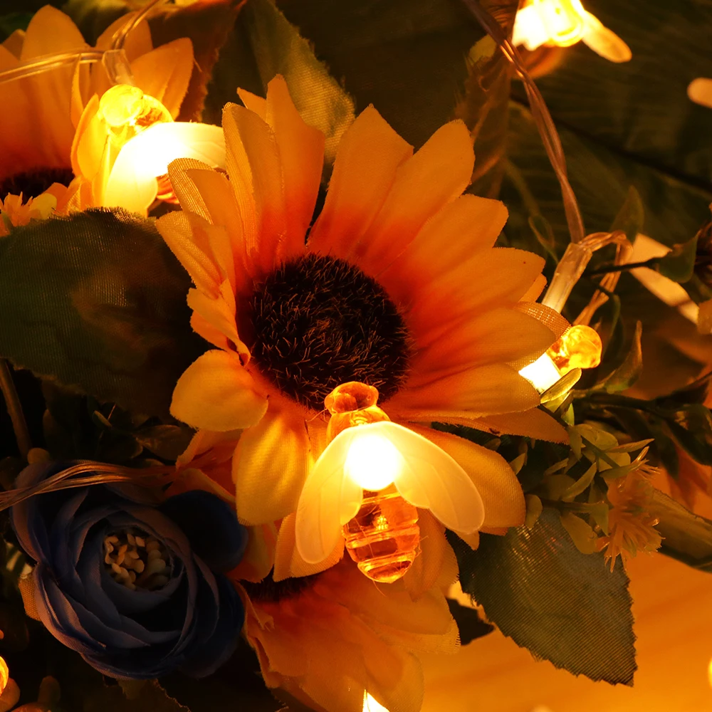 New Battery Powered Cute Honey Bee Led String Fairy Light 10 Leds 20 Leds 40 Leds Bee Outdoor Garden Fence Patio 1.5m /2m/3m/4m