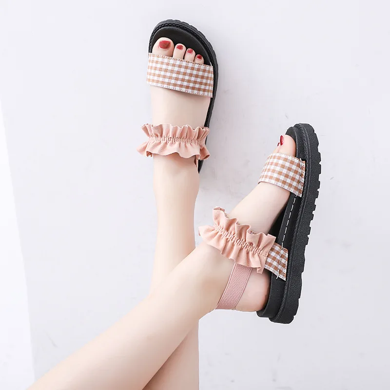 

2019 Women Sandals Flats Soled Sandals Fairy Wind Korean Muffin Bottom Woman Wedge Shoes Student Platform Roman Sandals Footwear