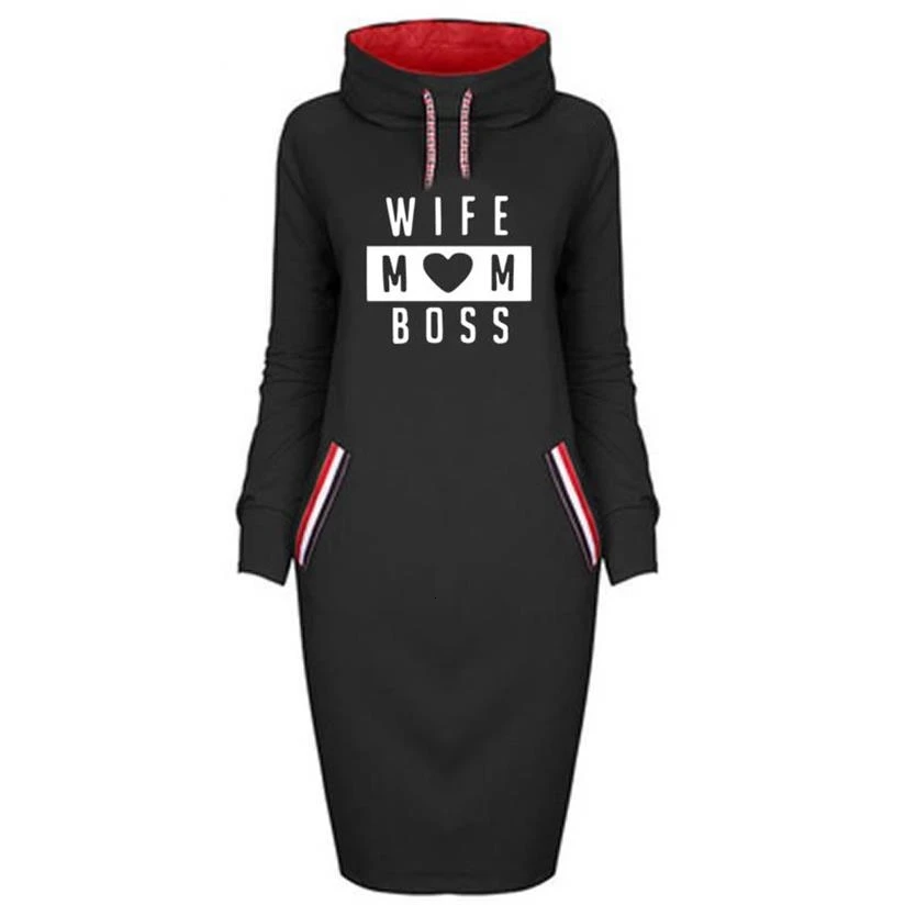 wife mom boss hoodie dress