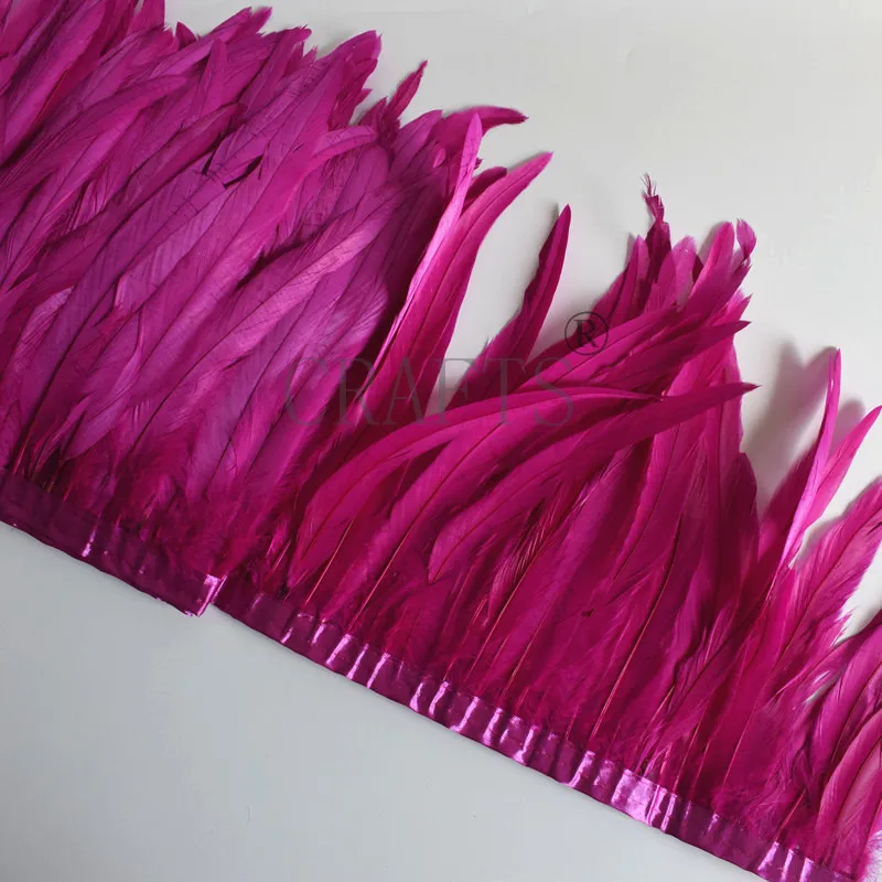 10 Yards Rooster Feather Trims 25-30cm Coque Feather Strung Chicken Feather Trimming Dress/Skirt /Costume Carnival Decoration