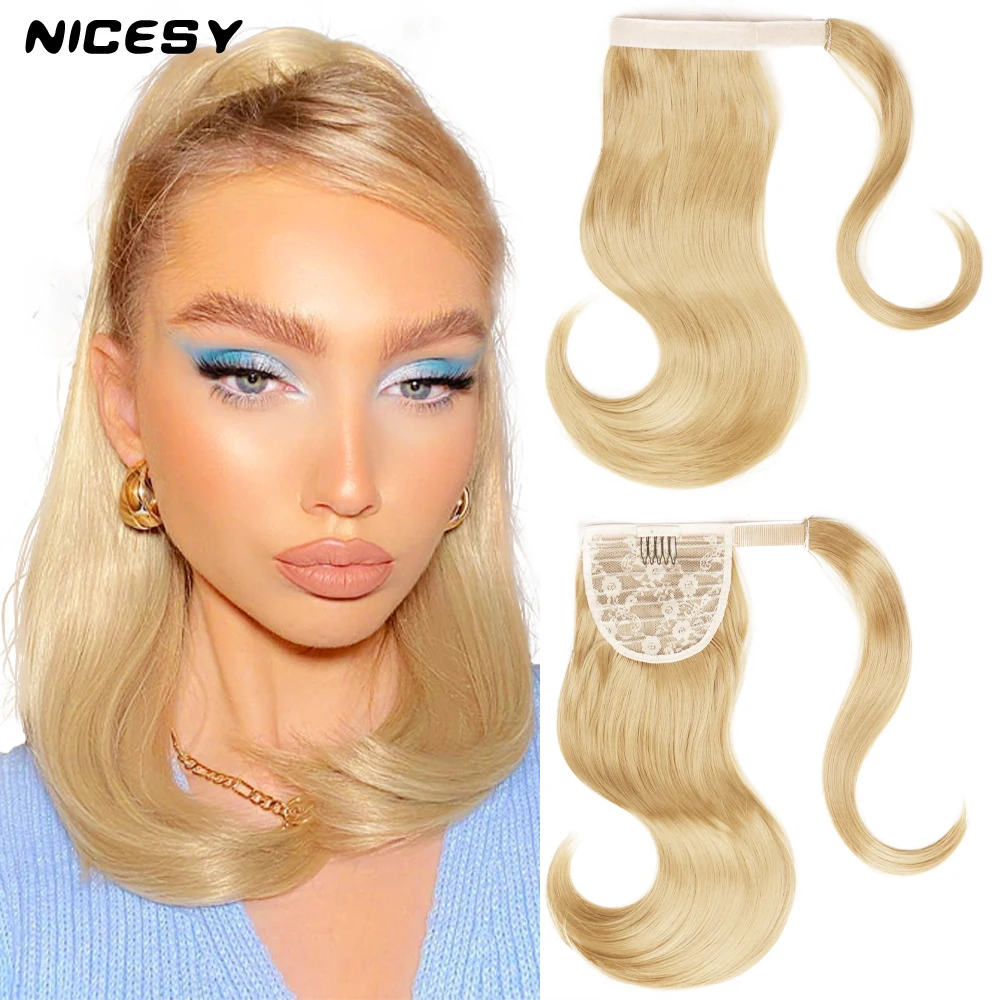 NICESY Synthetic Short Bounce Wraparound Ponytail Extensions Clip-in18In Heat Resistant Hair Suitable For White And Black Ladies | Шиньоны и