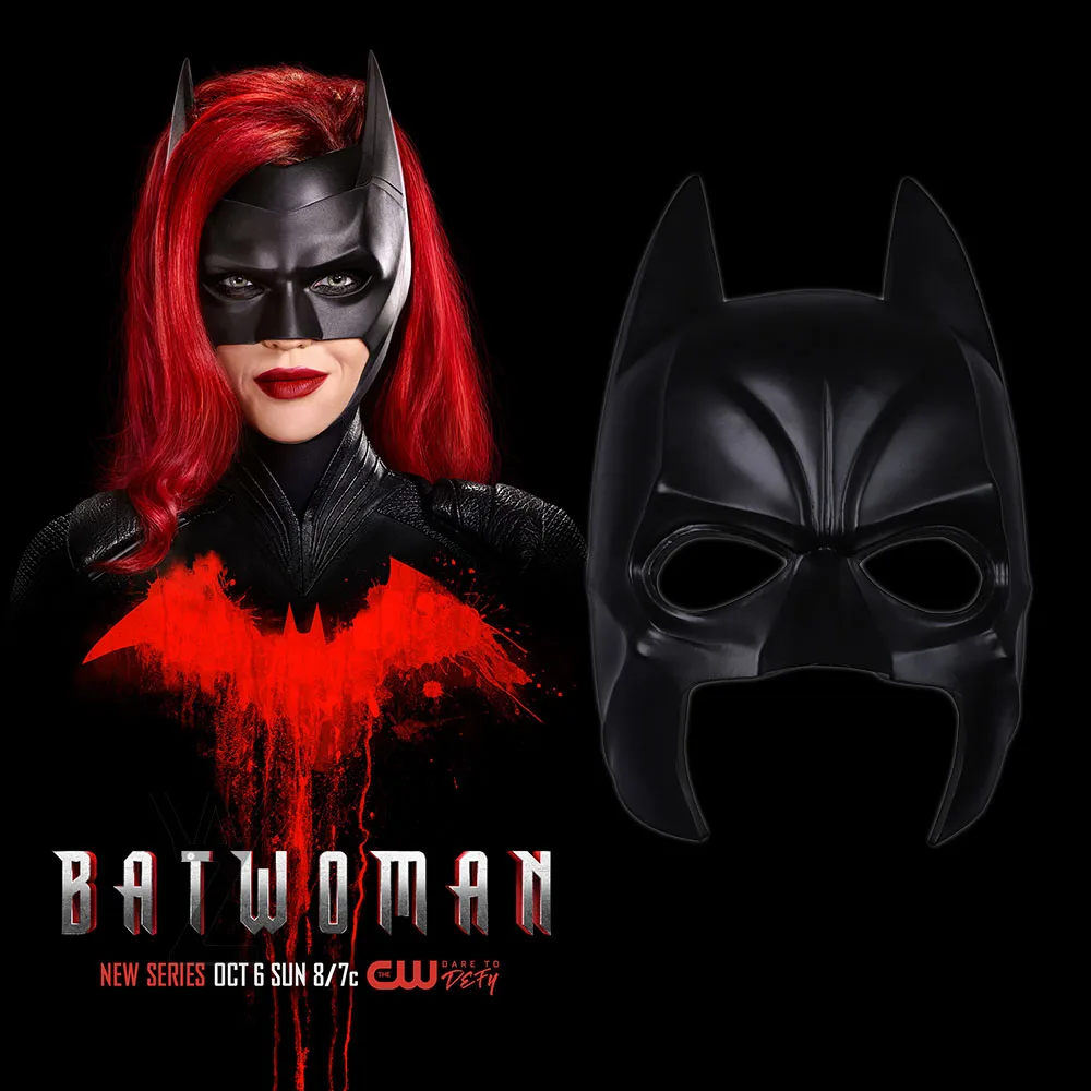 

Halloween Mask for Woman Batwoman Kate Kane Cosplay Prop Accessory Cool Batlady Black Mask Wig High Quality