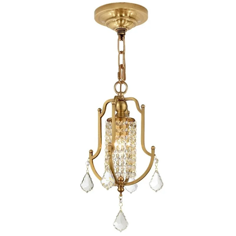 

chandelier all copper single head crystal dining room balcony corridor light porch copper 7512 single head hanging