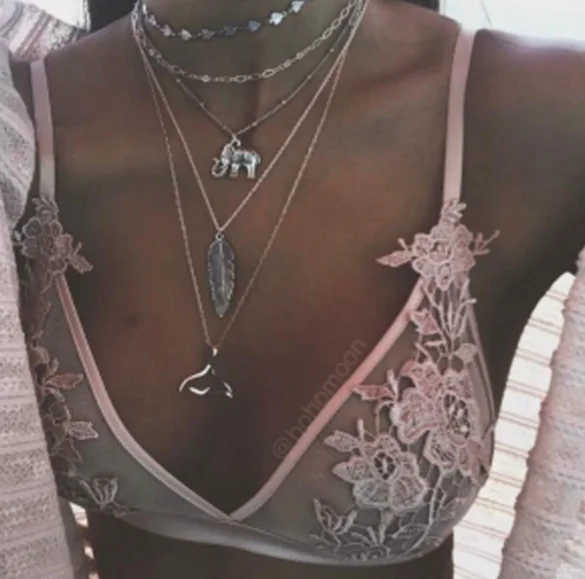 Богемное античное серебро слон лист кулон в виде хвоста Кита Чокеры ожерелья