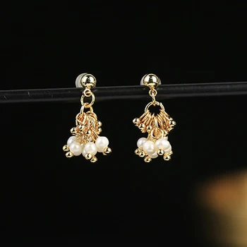 

2020 Fashion Women Stud Earrings Freshwater Pearls Gold Color Earring For Wedding Party Accessories Girls Gifts Trendy Jewelry