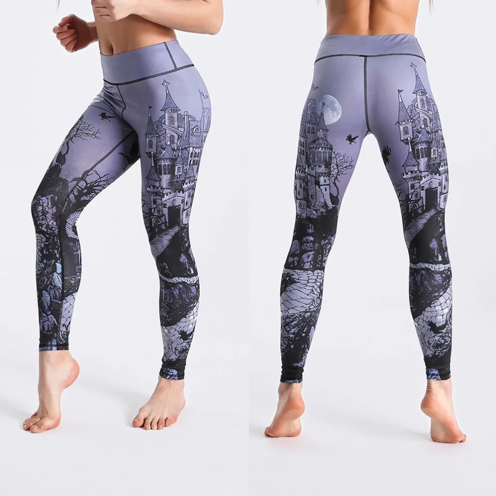 Spandex High Waist Women Digital Printed Fitness Leggings Push Up Sport GYM Leggings 