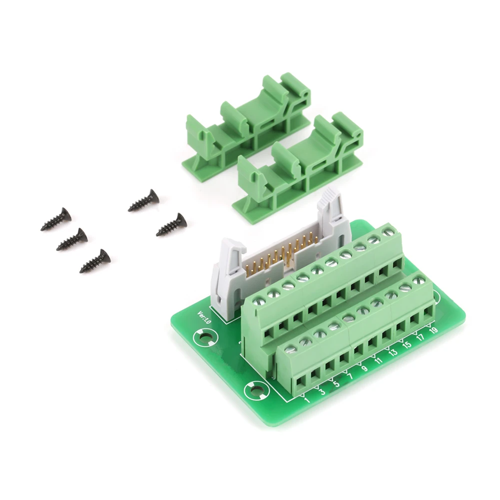 

1 Pcs 20Pin Male Header Breakout Board Terminal Block Connector PLC Interface with Bracket IDC20P