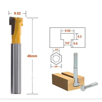 

Fixmee 1/4" Shank T-Slot Cutter Router Bit for 3/8" Hex Bolt Perforation Keyhole Hole