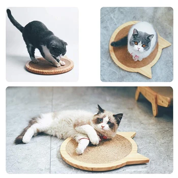

Cat Scratching Pads with 4 Suction Cups, Wooden Cat Ears Sisal Scratcher Board, Space Saving, Cat Toy Grinding Device, Wear and