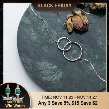 

Circle Pendant 100% 925 Silver Necklace Choker Kolye Charm Minimalism Vintage Boho Bijoux Femme Collier Necklace Women Jewelry